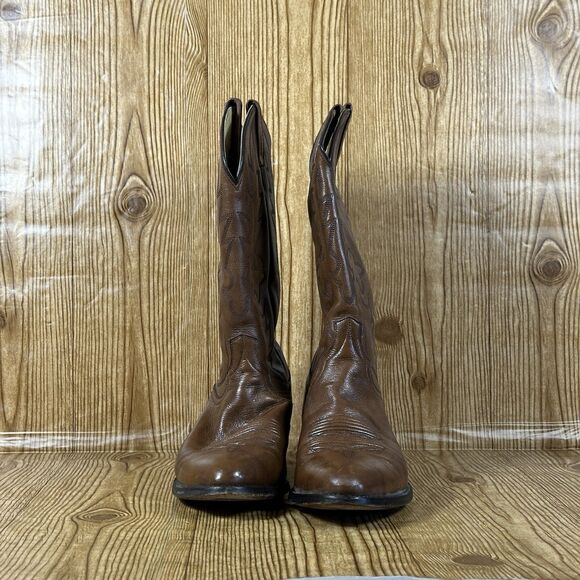 DAN POST Cowboy Western Boots Size 8 E Classic Brown Leather Boots - Picture 3 of 16